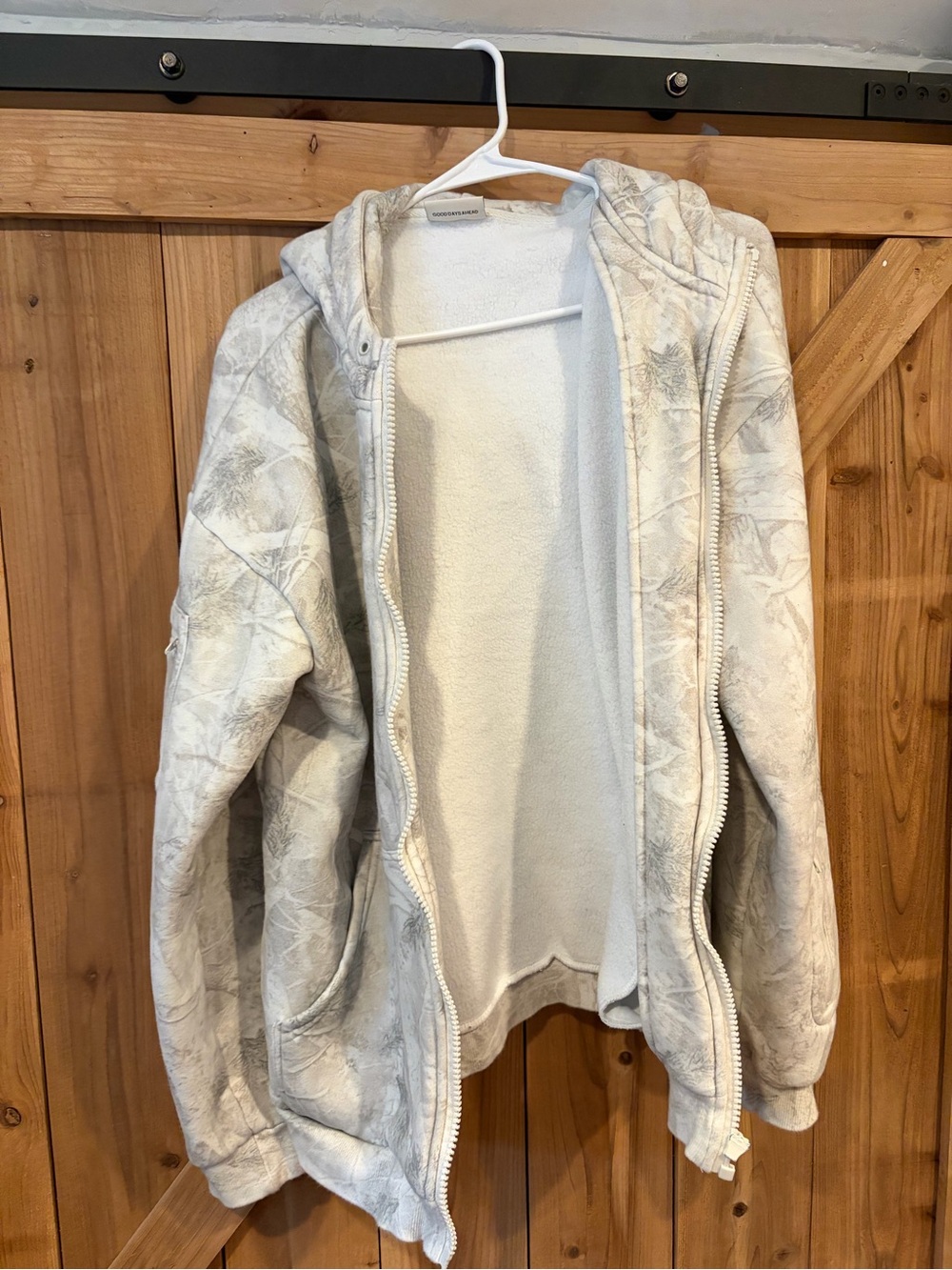Light Gray Patterned Zip-Up Hoodie